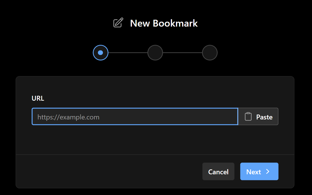 Screenshot of new bookmark form